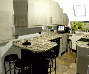 ArtiCAD Example2 3-D Rendering of Example Kitchen with Granite Worktop