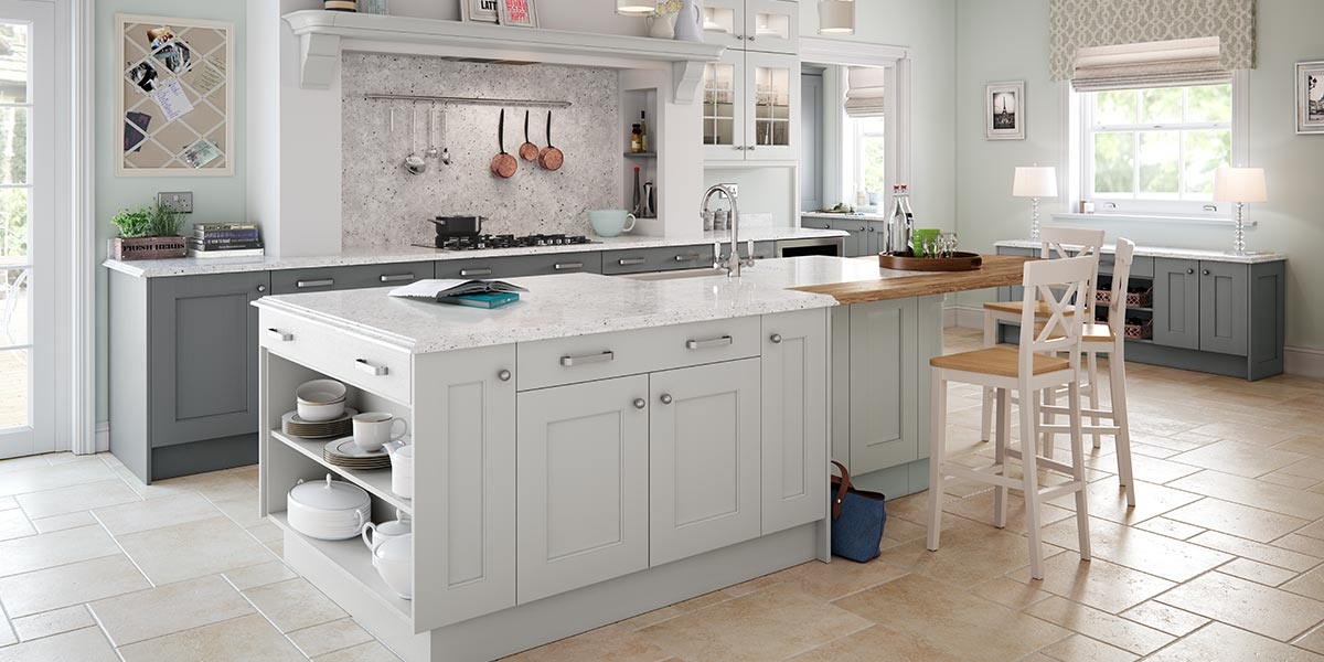 Solid Grey Shaker Bespoke Kitchen with Island